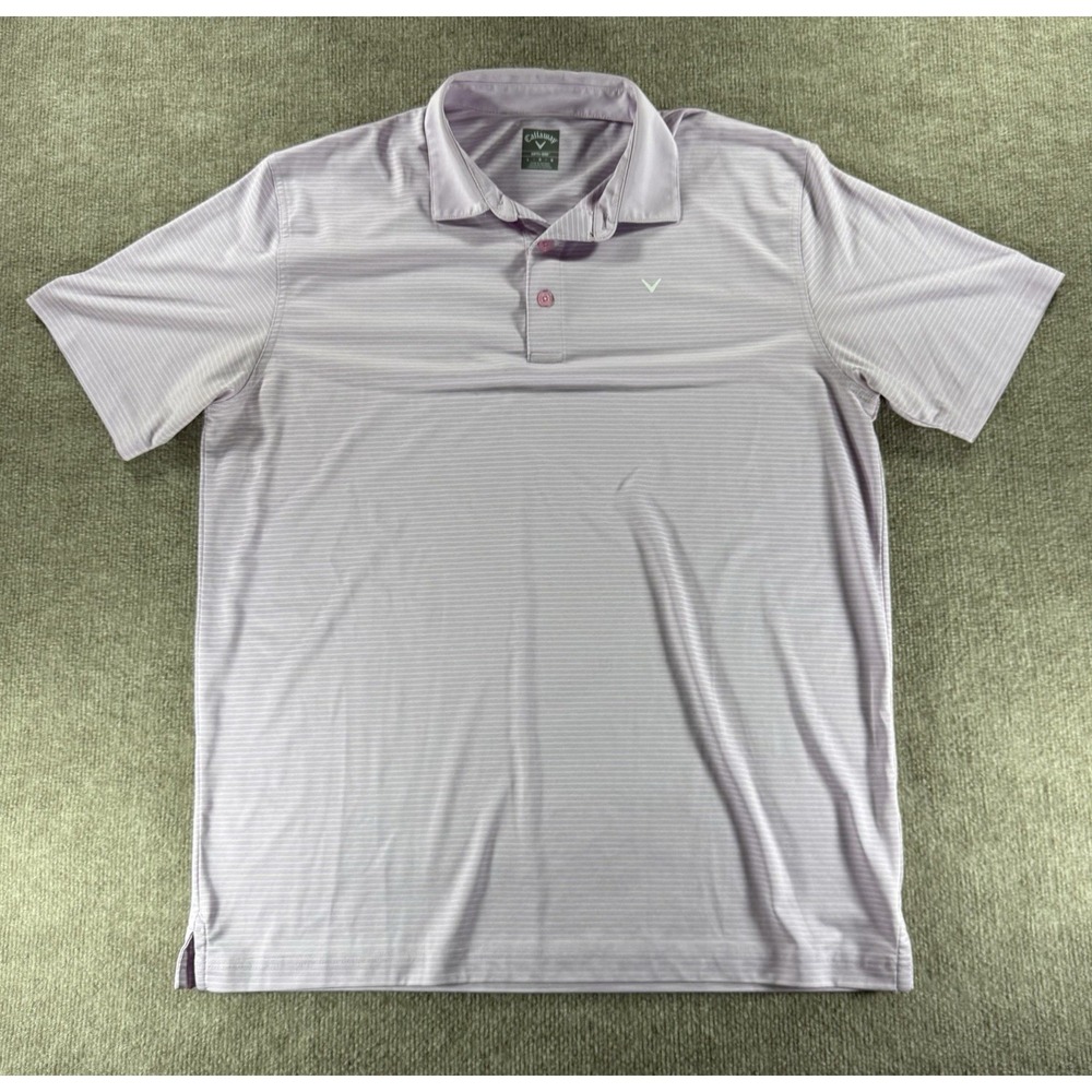 Callaway Opti Dri Golf Polo Shirt Mens Large Pink Striped Performance
